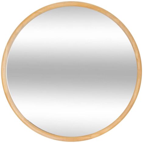 Atmosphera – Miroir rond en bois d'hévéa 55 cm – Verre de haute qualité – Design élégant pour chambre et couloir – Installation murale facile