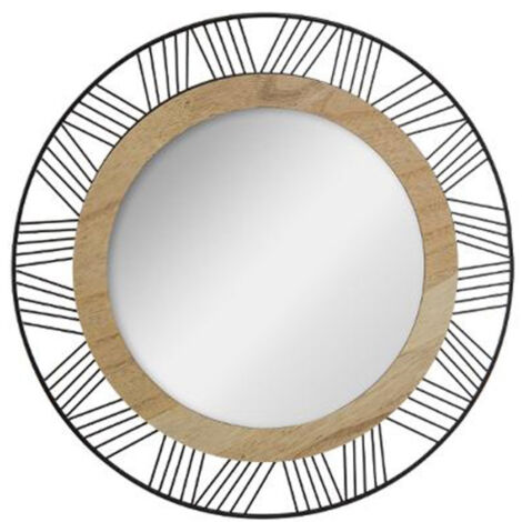 Atmosphera – Miroir rond en métal et bois noir 45cm – Design authentique – Pour intérieur moderne – Poids léger 1,2kg