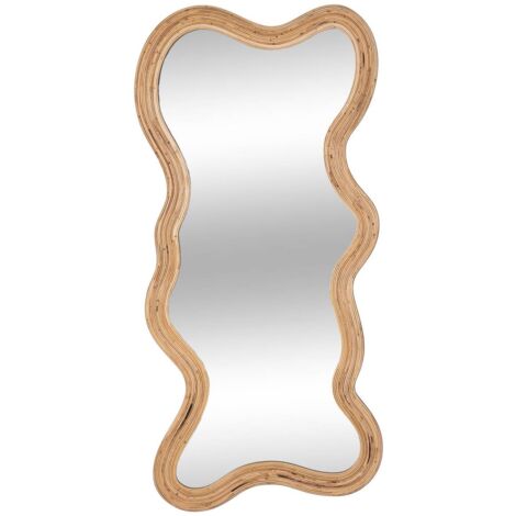 Atmosphera – Miroir sur pied en rotin 179x86cm – Finitions naturelles – Accroche verticale/horizontale – Unique fait main