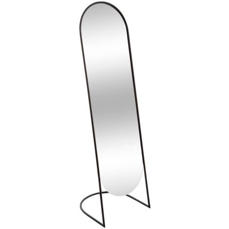 Atmosphera – Miroir sur pied noir 39x40cm H140cm en métal et verre – Pour salons et chambres – Installation facile et stable