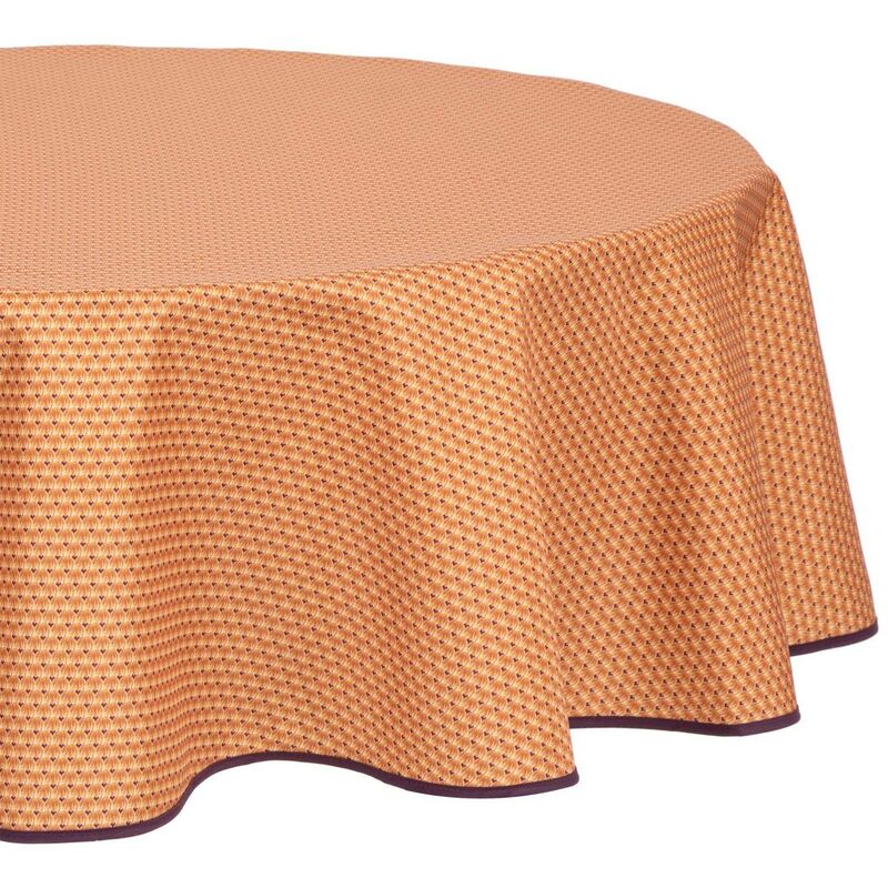 Atmosphera - Nappe ronde, ø 180 cm, ocre à imprimé ethnique