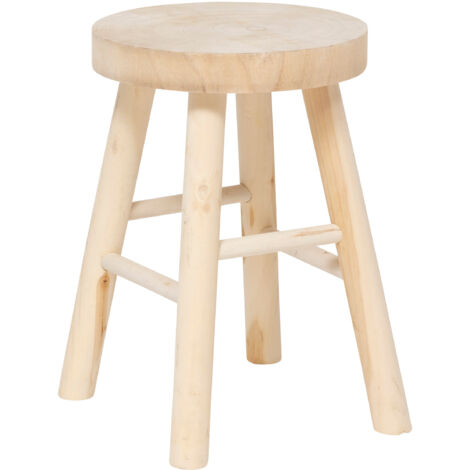 Atmosphera Nyar tabouret d appoint beige bois naturel
