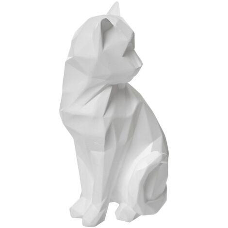 Atmosphera – Objet déco chat origami blanc en résine H 20,5 cm – Design contemporain – Pour intérieur moderne – Décoration élégante