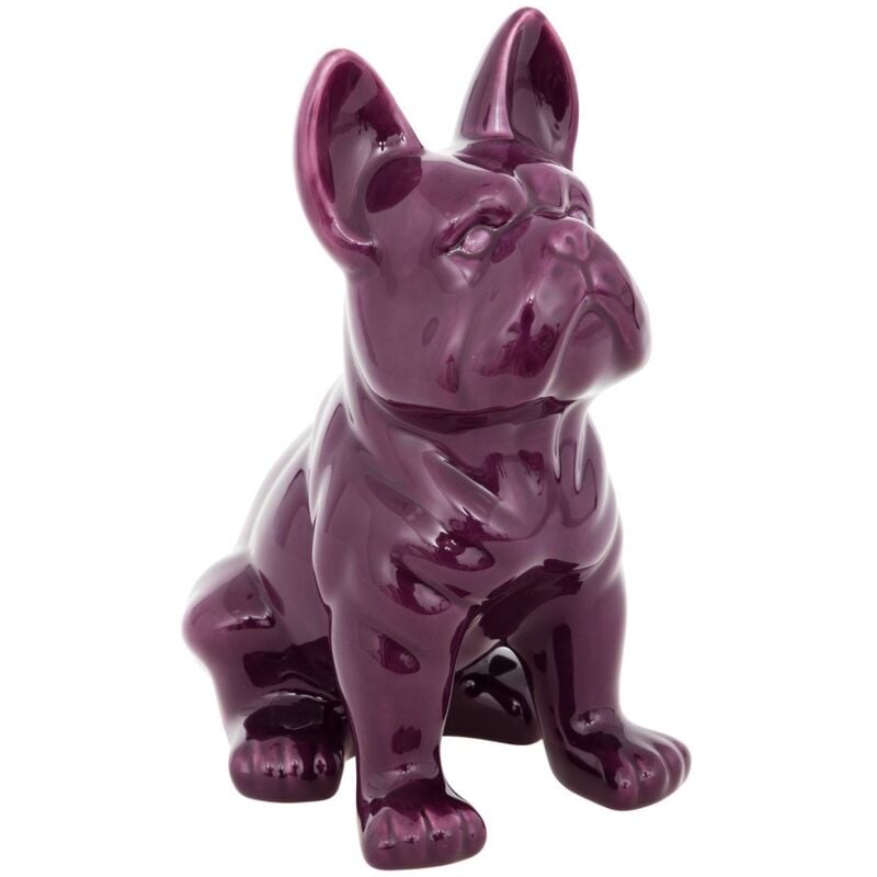 Statuette Bulldog céramique violet H12cm Atmosphera créateur d'intérieur