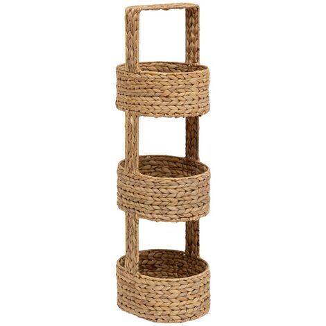 Atmosphera – Panier étagère 3 compartiments en métal et jacinthe tressée H 90 cm – Structure en fer solide – Pour rangement esthétique et ordonné