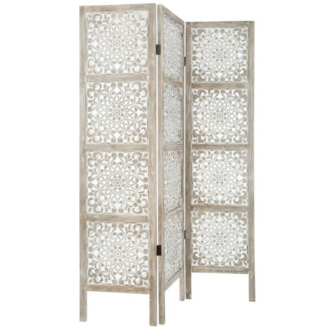 Atmosphera – Paravent en bois 120x169cm – Bois Paulownia et MDF – Blanc – Design élégant pour séparer espaces – Facile à entretenir