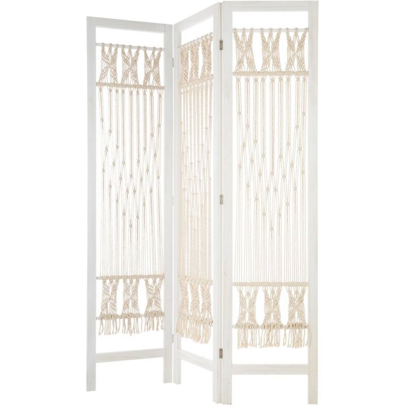 Paravent macramé - 120 x 170 cm - Blanc - Livraison gratuite - Blanc