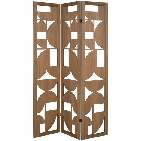 Atmosphera – Paravent en bois marron H 170 cm – Design moderne – Charnières 360° – Idéal pour délimiter les espaces intérieurs