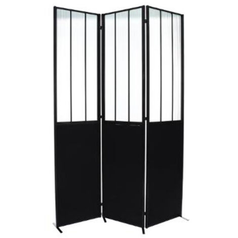Atmosphera – Paravent en verre trempé noir 170cm – Effet verrière moderne – Pour séparation esthétique des espaces – Montage facile