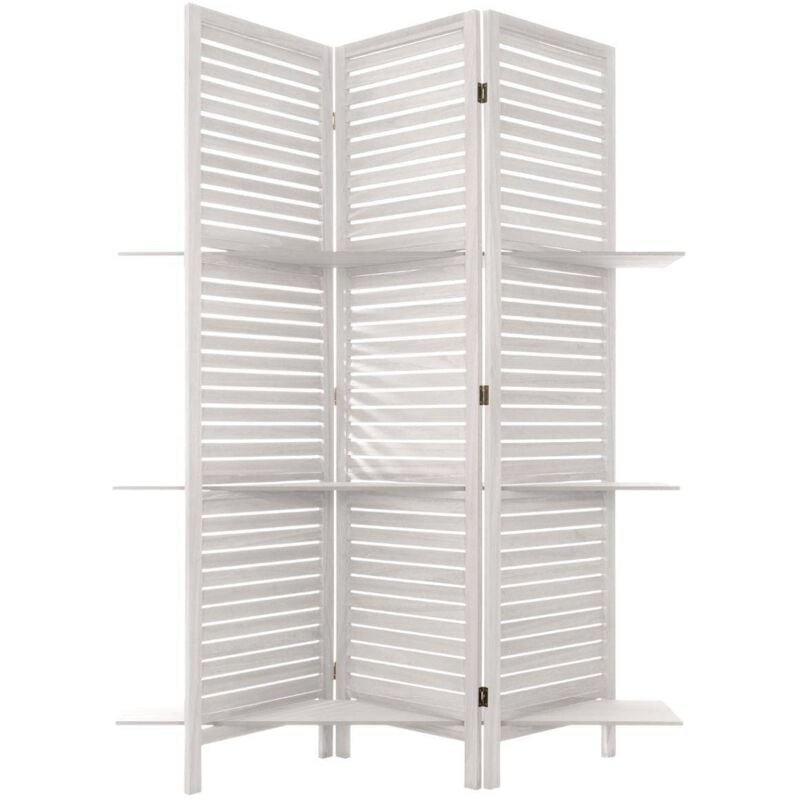 Paravent 3 Volets Avec 3 Étagères En Bois Tiam Blanc Atmosphera