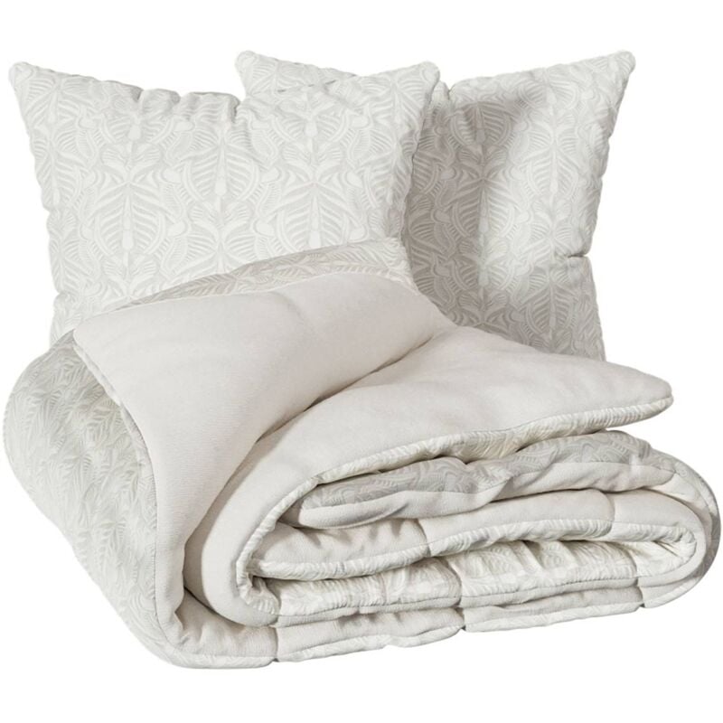 Parure de lit imprimée Nalh 260x240cm beige lin Atmosphera créateur d'intérieur