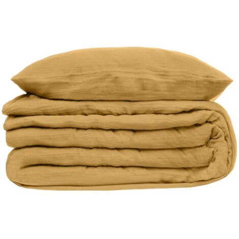 Atmosphera – Parure de lit 240x220 cm en coton gaze – 100% coton – Taies d'oreiller 65x65 cm – Boutons cachés pour entretien facile