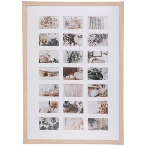 Atmosphera – Pêle-mêle cadre photo en bois pour 21 photos – Décoration murale personnalisable – Accroche murale ou pose sur meuble