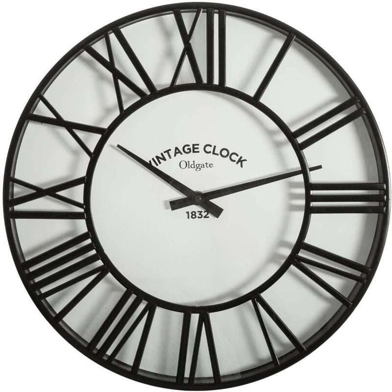 Atmosphera - Horloge vintage noir D35cm créateur d'intérieur
