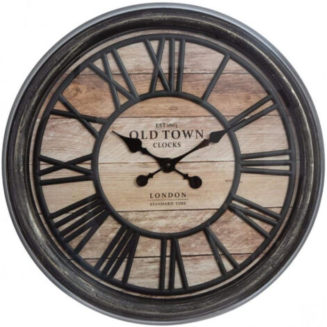 Atmosphera – Pendule murale vintage marron 50,6 cm – Mécanisme silencieux – Fabriquée en polypropylène – Design rétro pour décoration intérieure