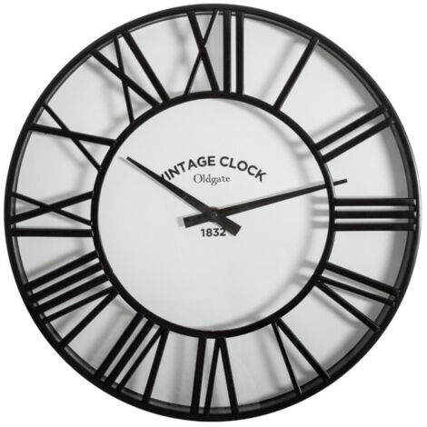 Atmosphera – Pendule murale vintage silencieuse 35cm – Mécanisme sans tic tac – Design élégant en polystyrène et verre – Couleur noire