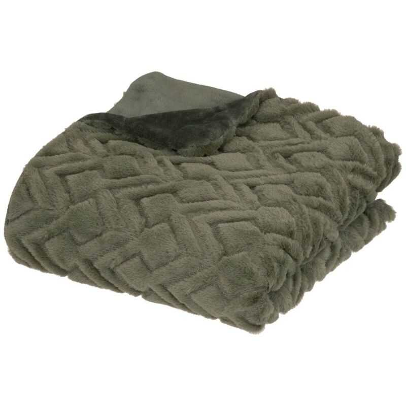 Plaid Mara fausse fourrure vert kaki 120x160cm Atmosphera créateur d'intérieur