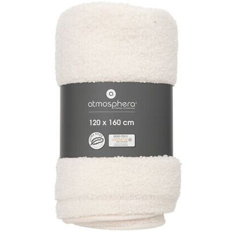 Atmosphera – Plaid en fourrure bouclée 120 x 160 cm – 100% polyester mohair et polaire – Lavable en machine à 30°C – Ambiance cocooning