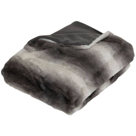 Atmosphera – Plaid fourrure Grizzli 120x160 cm gris – Polyester doux et chaud – Décoration intérieure élégante