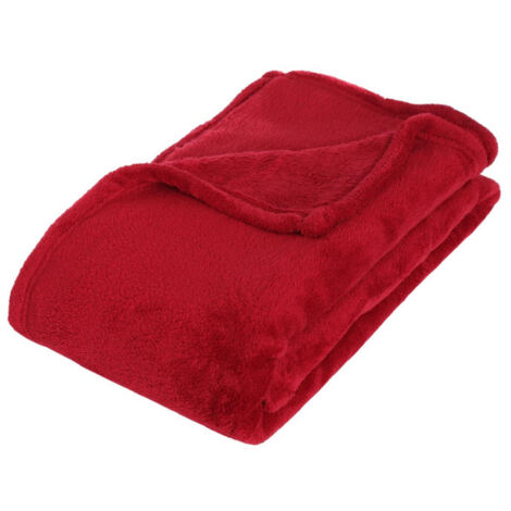 Atmosphera – Plaid microfibre 130x180cm rouge – Douceur et chaleur – Polyester pour confort intérieur – Décoration canapé et lit