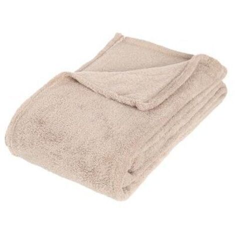 Atmosphera – Plaid microfibre beige 125 x 150 cm – Doux et léger – Facile à entretenir – Couverture décorative pour salon ou chambre - LIN 125 X