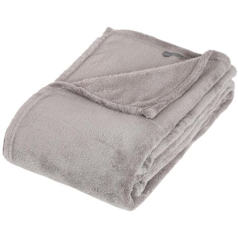 Atmosphera – Plaid microfibre gris 130x180cm – Polyester doux pour moments douillets – Décoration intérieure rétro