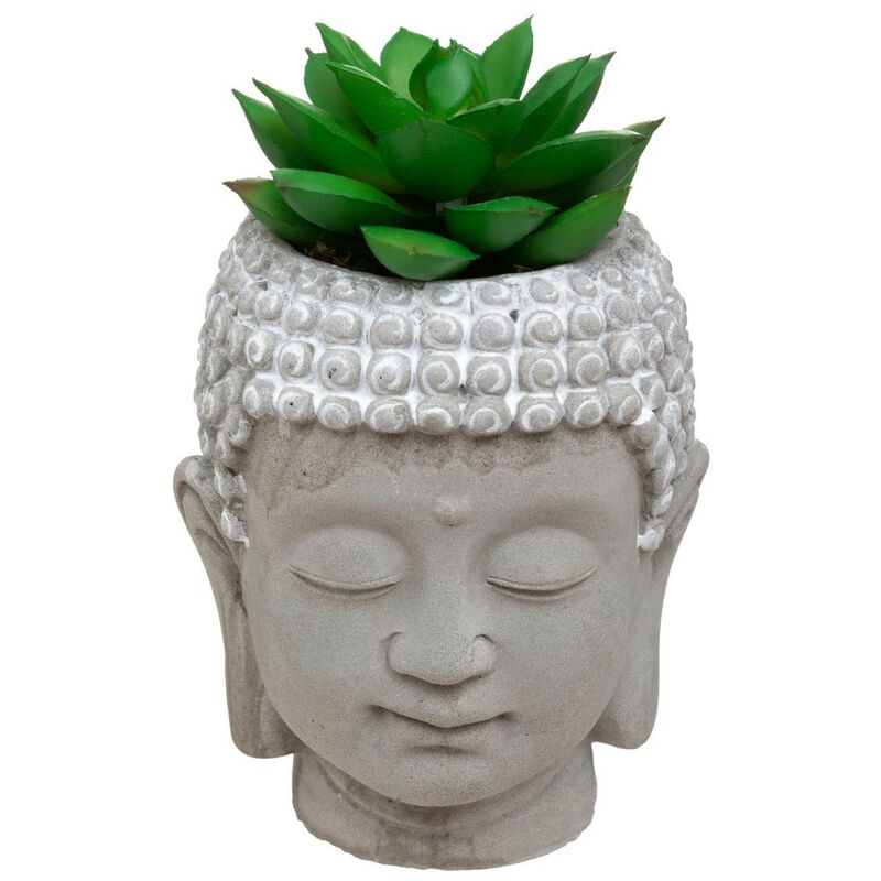 Atmosphera - Plante artificielle Succulente Pot Bouddha Vert Moyen