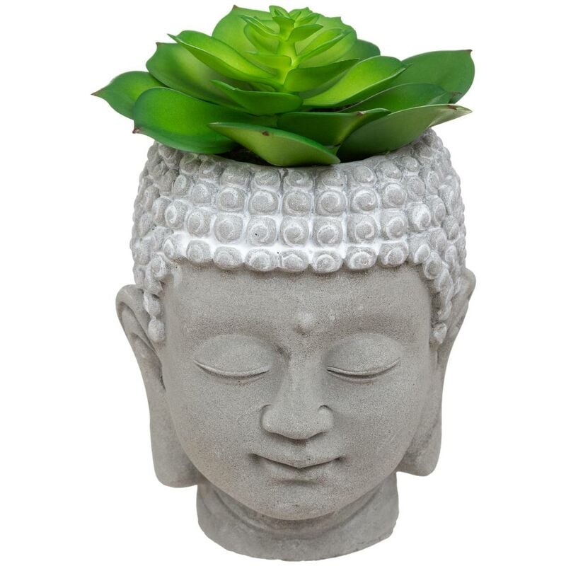 Plante artificielle Bouddha - pot en ciment - H12 - 5 cm Atmosphera créateur d'intérieur - Modèle 1