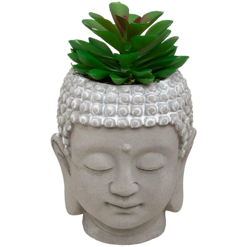 Atmosphera - Plante artificielle Bouddha - pot en ciment - H12 - 5 cm créateur d'intérieur - Modèle 3