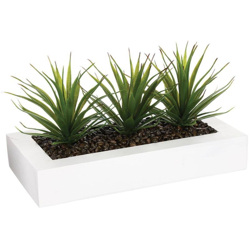 Centre de table Keiko 3 aloe vera artificielle blanc H17cm Atmosphera créateur d'intérieur, décoration élégante pour salon et événement