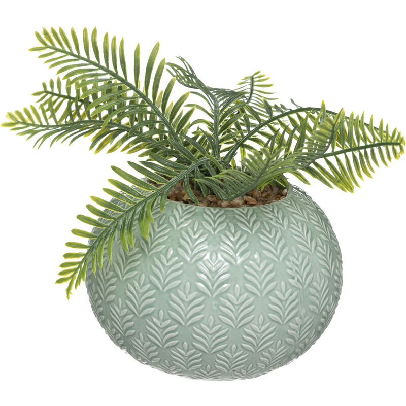Atmosphera - Plante artificielle dans un pot en céramique d 13 x h 24 cm Vert Céladon