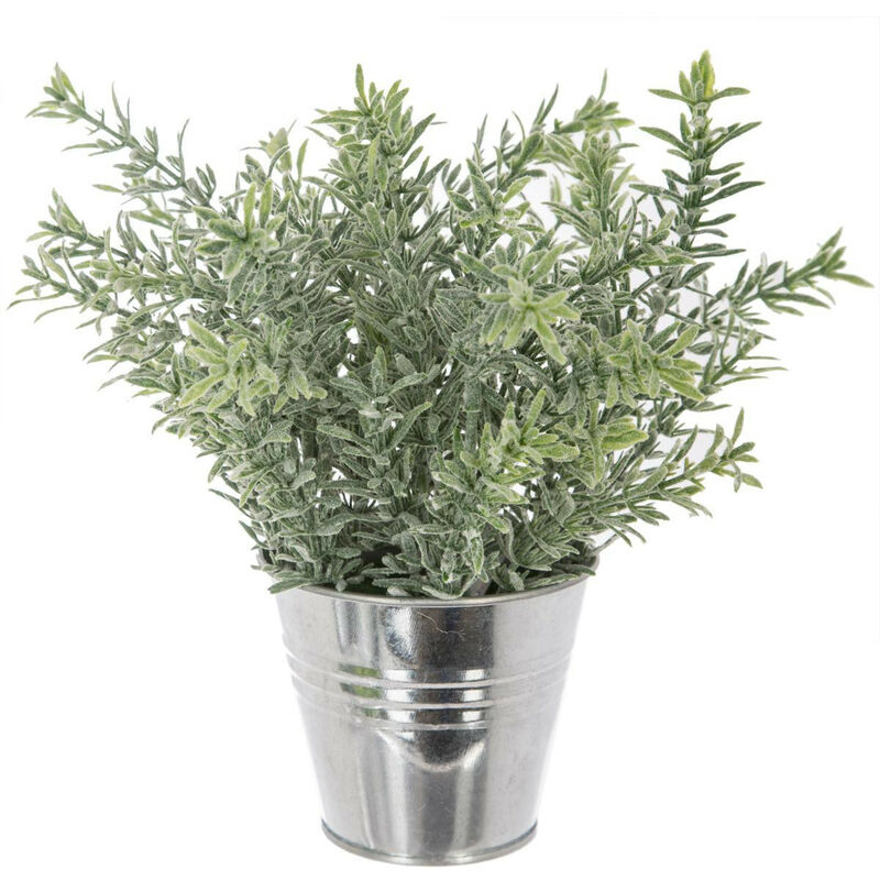 Plante artificielle Pot en zinc H 22 cm - Atmosphera - Vert menthe