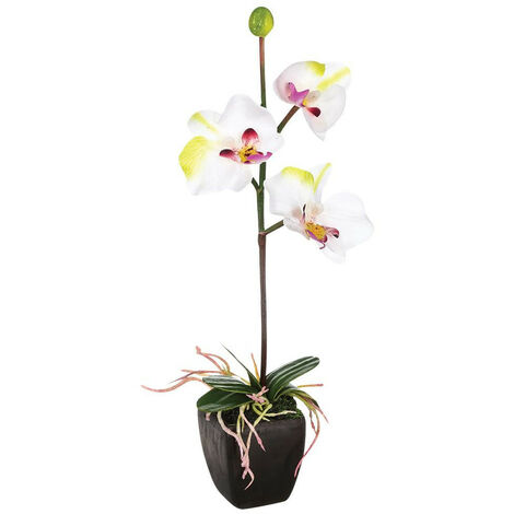 Atmosphera - Plante artificielle Orchidée dans un pot céramique H 29.5 cm