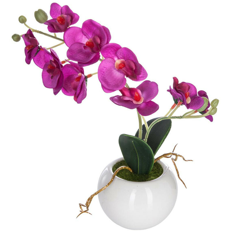 Atmosphera - Plante artificielle Orchidée en pot céramique h 25 cm Fushia