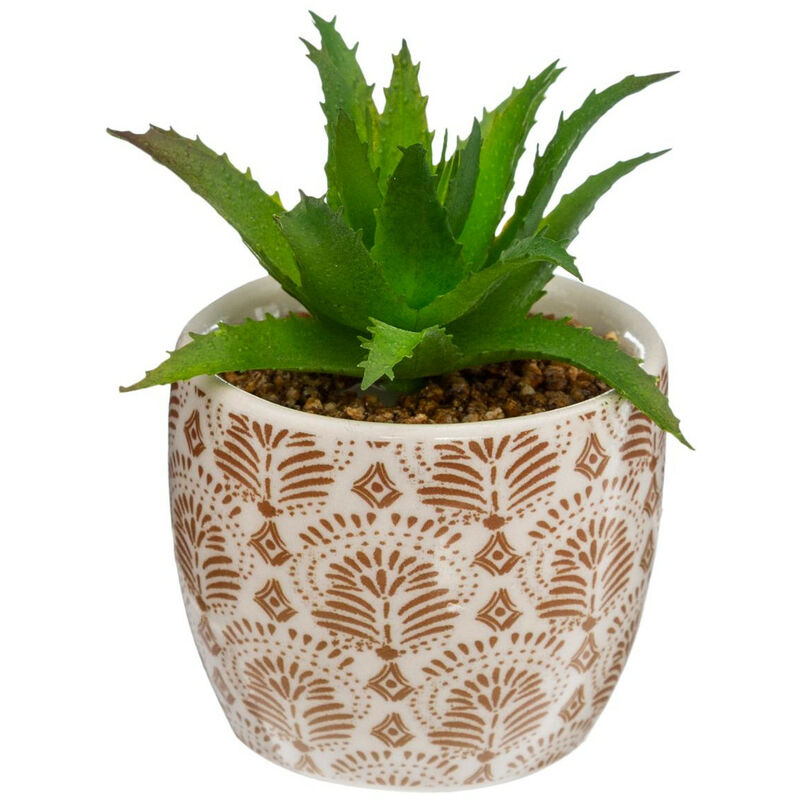 Atmosphera - Plante artificielle verte dans un pot en céramique Beige