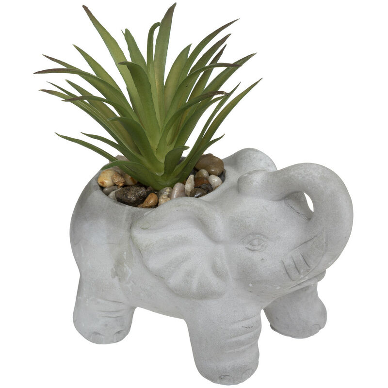 Plante grasse artificielle dans Pot en ciment Éléphant h 10 cm Atmosphera Gris clair