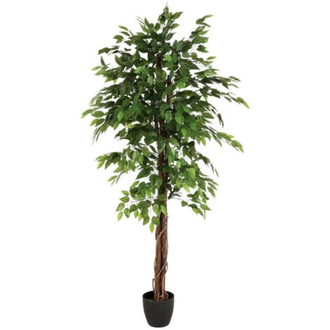 Atmosphera – Plante verte artificielle ficus 185 cm – Aspect réaliste – Dimensions pot 19,3 x 17,4 cm – Entretien facile – Décoration intérieure