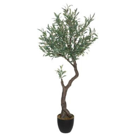 Atmosphera – Plante verte artificielle en pot 140cm – Olivier réaliste – Couleur vert & noir – Pot D. 20cm H. 17,5cm – Décoration intérieure moderne
