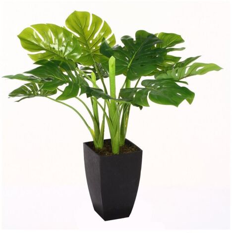 Atmosphera – Plante verte artificielle Philodendron en pot H 70 cm – Feuilles en polyéthylène – Pot en ciment L 15 cm x l 15 cm – Décoration intérieure durable