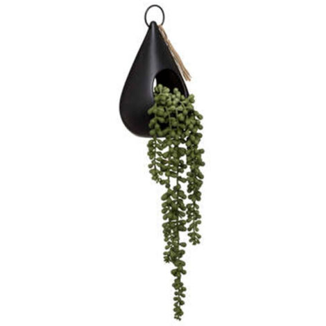 Atmosphera – Plante verte artificielle suspendue 50cm – Design en goutte – Couleur noir – Matières dolomite et polyéthylène