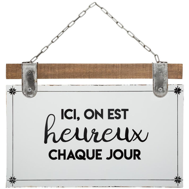 Atmosphera Plaque Decorative En Bois Et Metal Citation 35 X 25 Cm