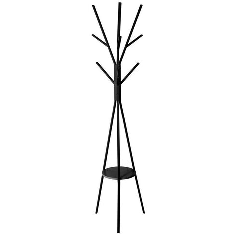 Atmosphera – Porte-manteau métal et bois noir – 9 tiges – Dimensions 180 x 42 x 42 cm – Charge maximale 30 kg – À monter