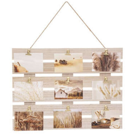 Atmosphera – Porte photo à suspendre cagette 58cm – MDF beige – Accroche verticale – Design original pour décoration intérieure