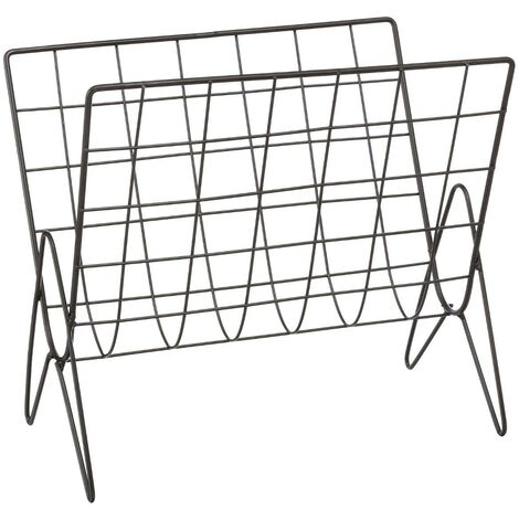Atmosphera – Porte-revues en métal noir 35,5x31,5cm – Design moderne pour rangement magazines – Compatible avec tous types de journaux