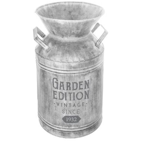 Atmosphera – Pot à lait déco en métal 37cm – Zinc gris effet vieilli – Pour intérieur et extérieur – Charme vintage pour décoration