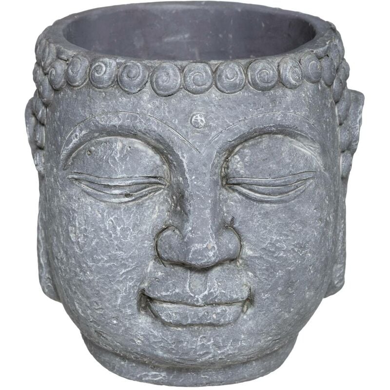 Atmosphera - Pot Bouddha - ciment - H17 - 5 cm créateur d'intérieur - Noir