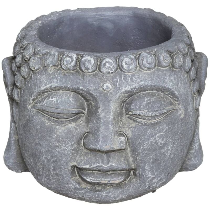 Pot Bouddha - ciment - H9 cm Atmosphera créateur d'intérieur - Noir