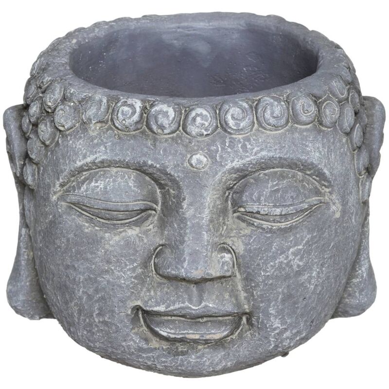 Pot Bouddha - ciment - H9 cm Atmosphera créateur d'intérieur - Gris