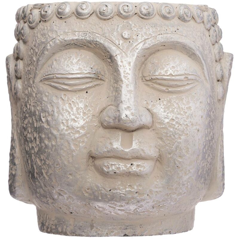 Atmosphera - Pot Bouddha - ciment - H17 - 5 cm créateur d'intérieur - Argent