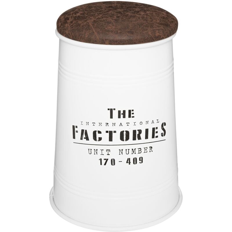 Pouf bidon Joao - métal et Bois - Blanc Atmosphera